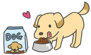 餌を食べる犬のイラスト